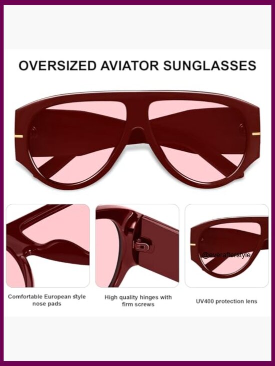 Oversized Retro Aviator Sunglasses with UV400 Protection